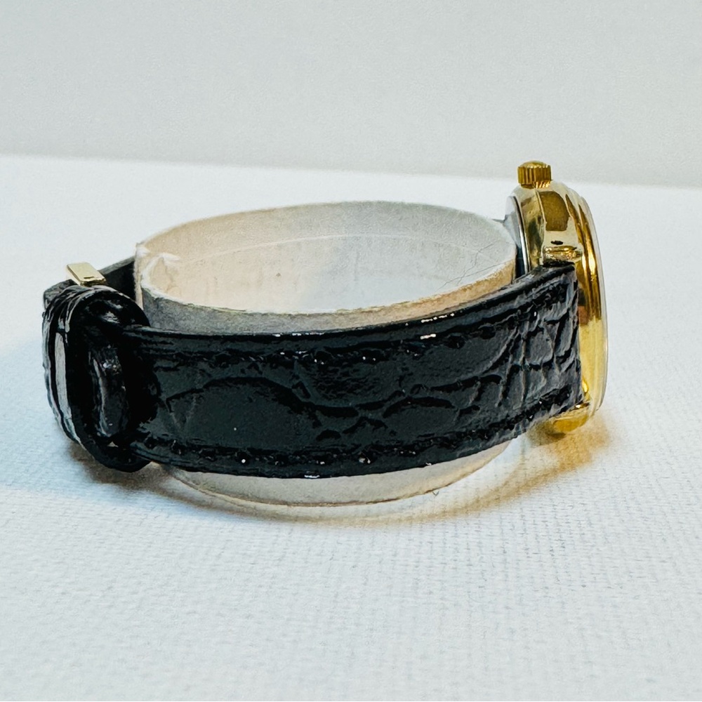 Vintage 1994 Timex Sun/Moon Day/Night Women's Gold Date Watch Black Leather - Picture 8 of 13